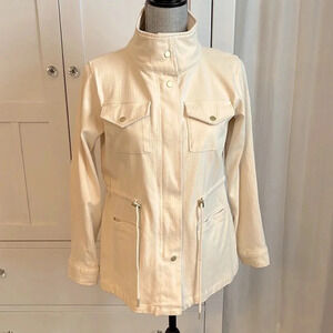 DG2 NWOT Diane Gilman Cream Twill Cargo Jacket, Size M